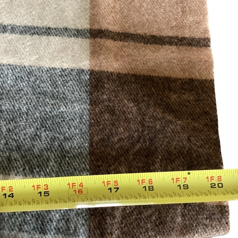 Self Service Plaid Woolen Scarf Shawl Wrap Brown Earth Tones New